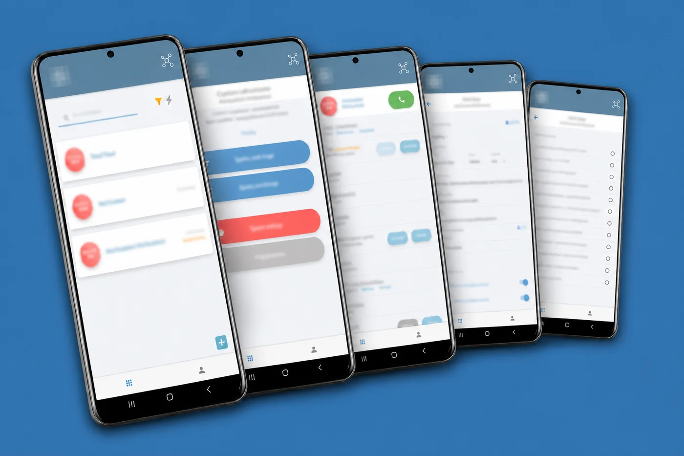 The Flutter mobile app for sales consultants in the custom CRM tPanel built: assigned lead list with search and filters, quick actions on a lead, a call and log screen, and the forms and checklists consultants complete on site