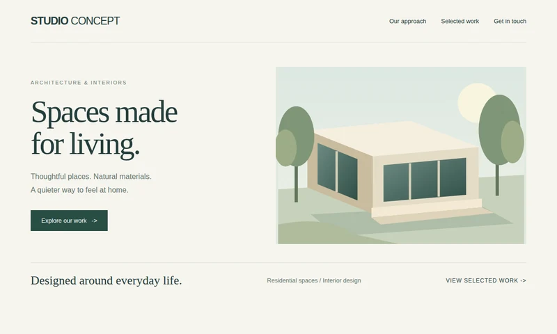 Original website theme concept with an architectural illustration